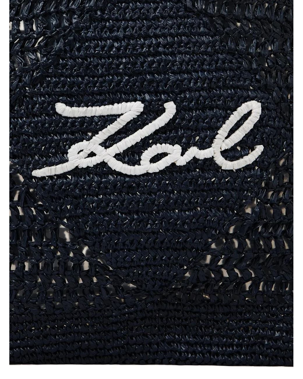 Karl Lagerfeld Black Signature Crochet Large Beach Bag
