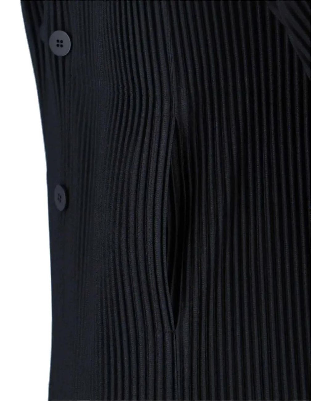 Homme Plissé Issey Miyake Black Pleated Double-Breasted Blazer for men