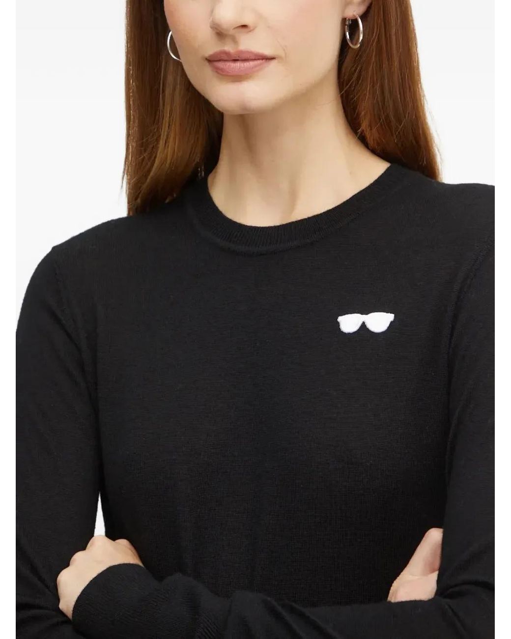 Karl Lagerfeld Black Embroidered Round-Neck Knitwear