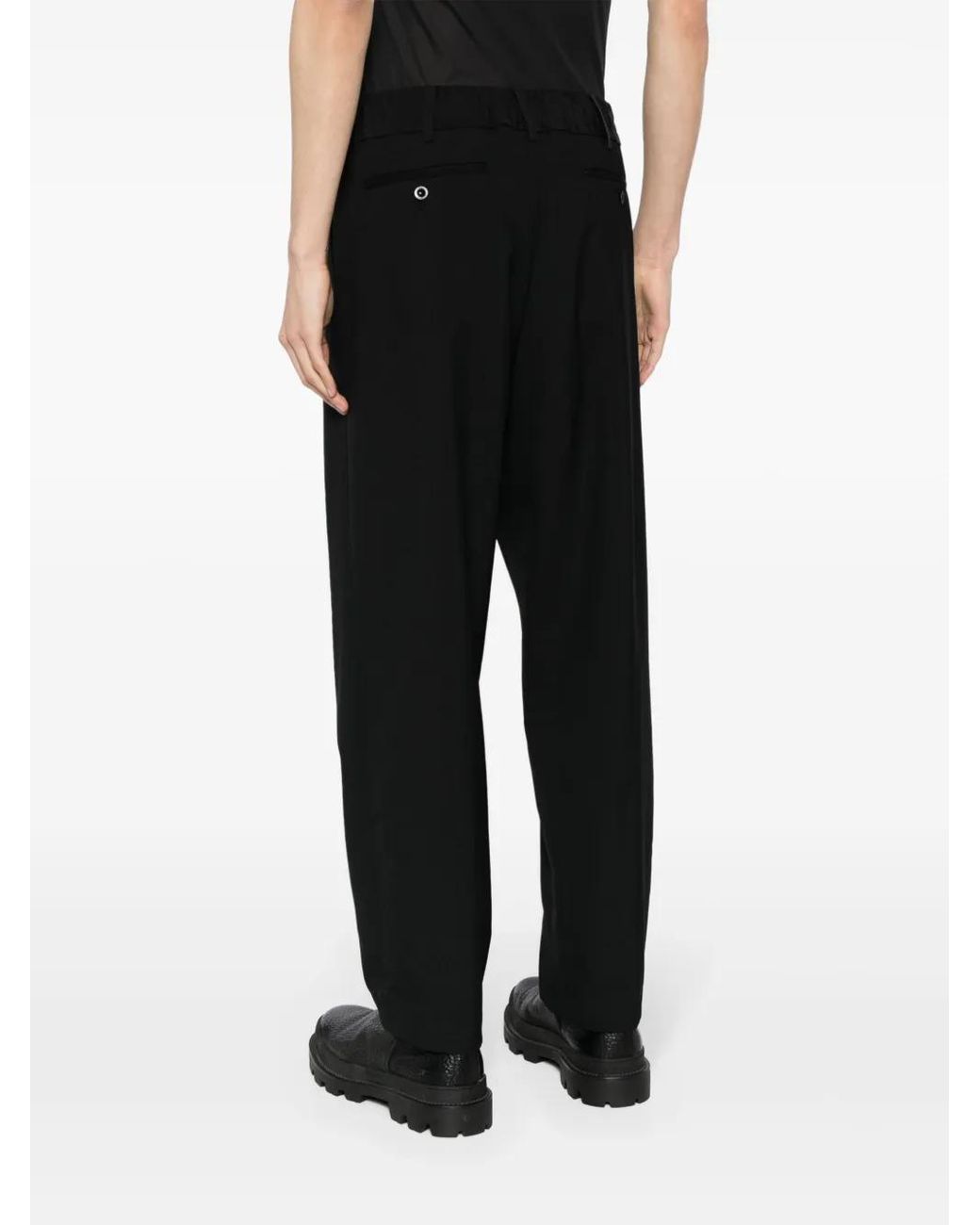 Sacai Black Drawstring-Fastening Tapered Trousers for men