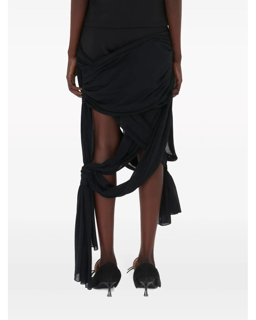 J.W. Anderson Black Draped Wrap Midi Skirt