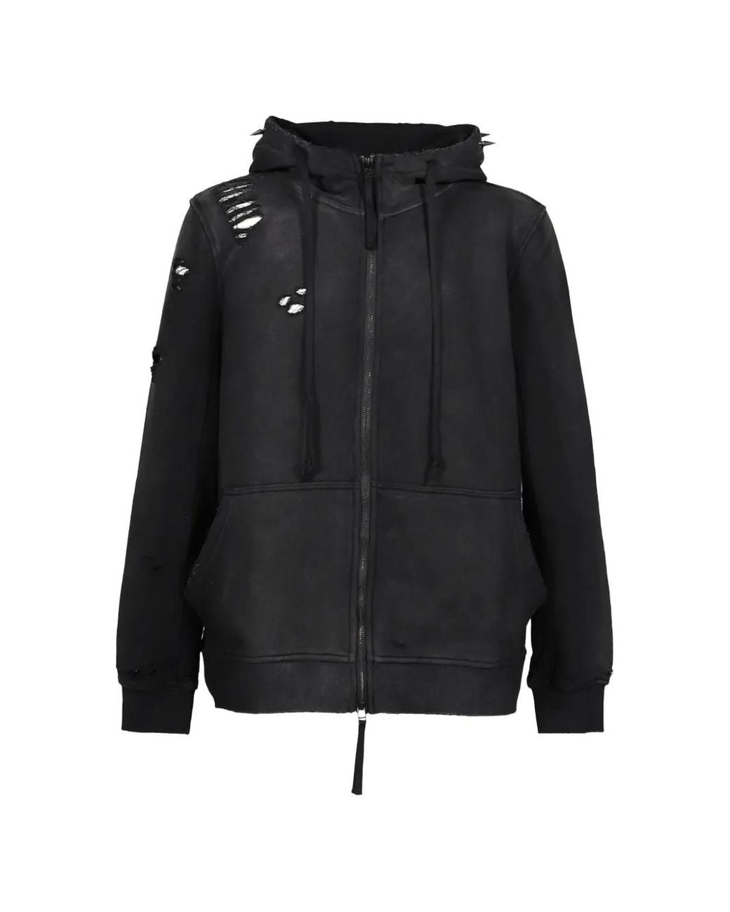 Troubled Waters Black Hoodie Hollow À Détails De Clous for men