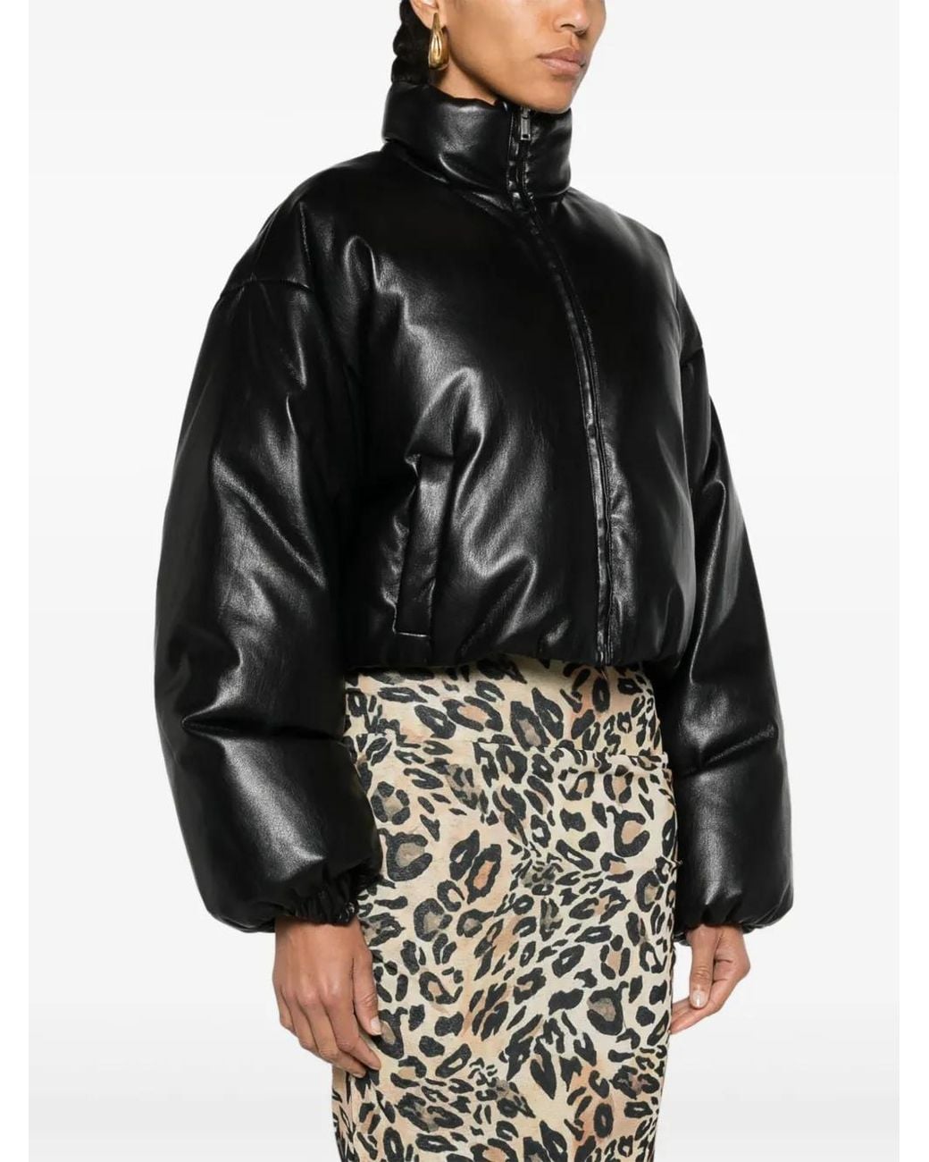 Nanushka Black Cropped Puffer Jacket