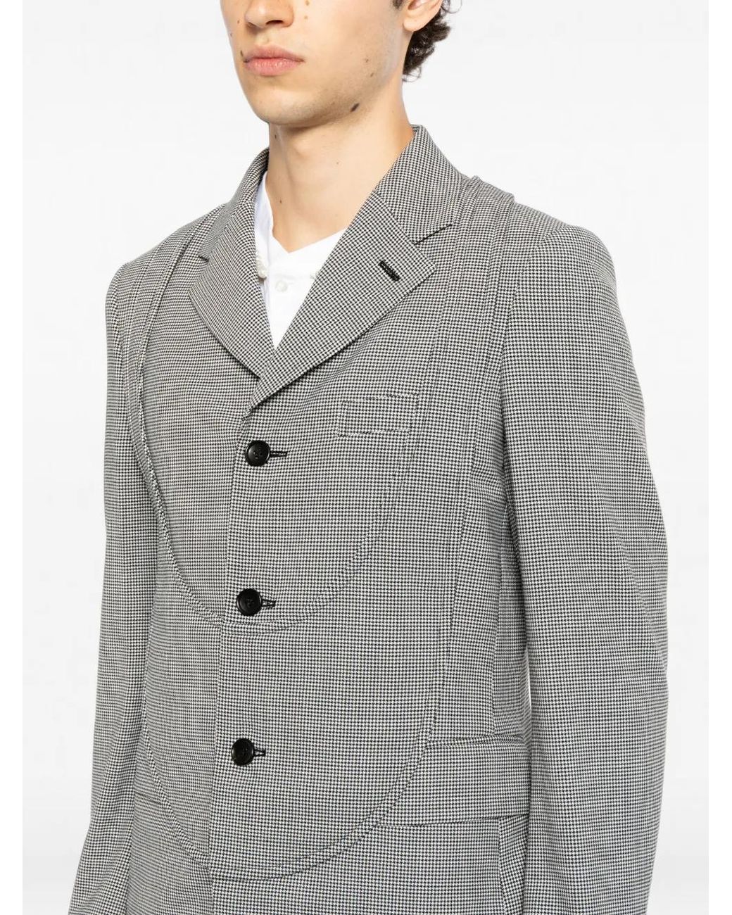 COMME DES GARÇON BLACK Gray Veste À Motif Pied-De-Poule Et Empiècements