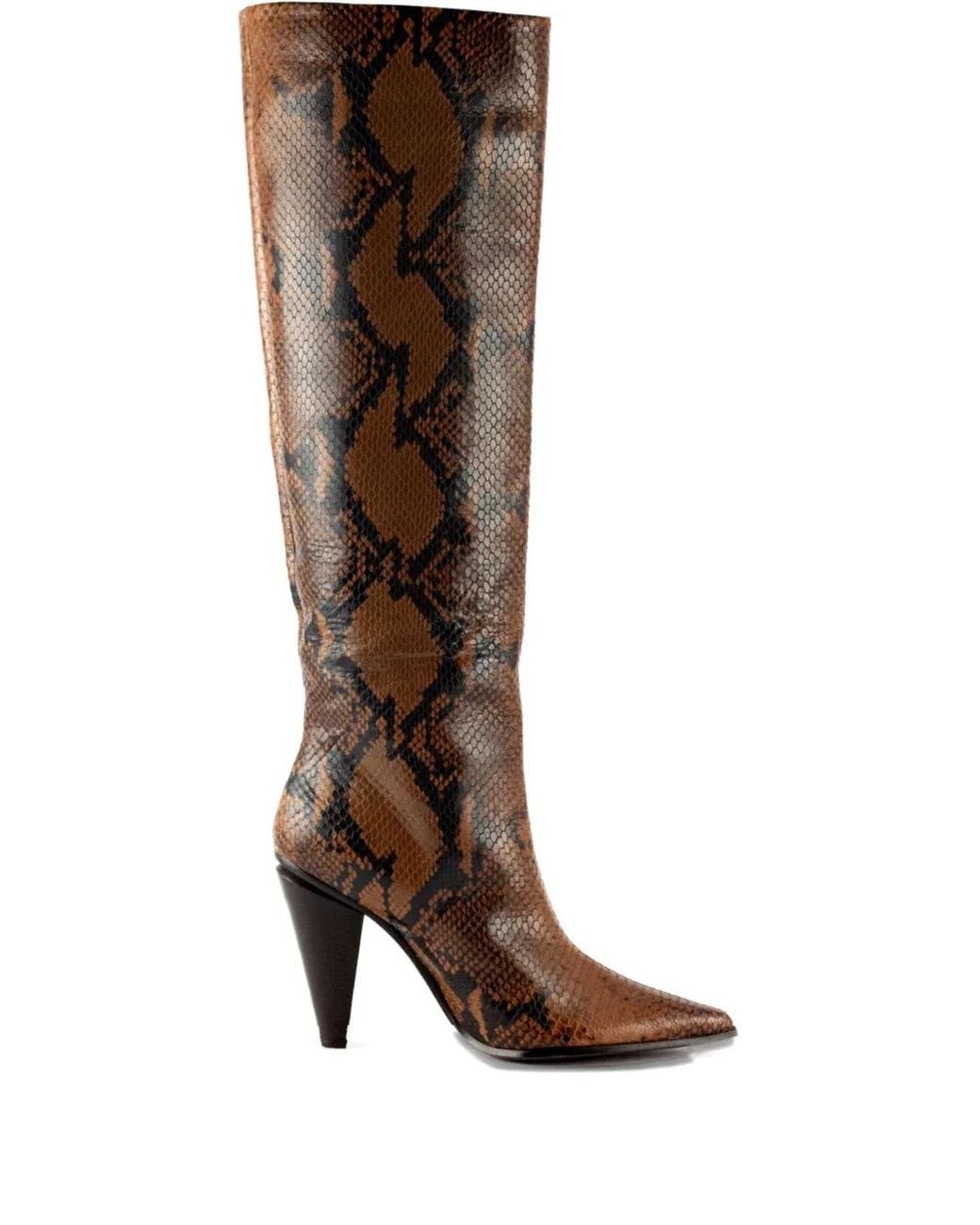 Roberto Festa Brown 80Mm Snake-Print Pointed Boots