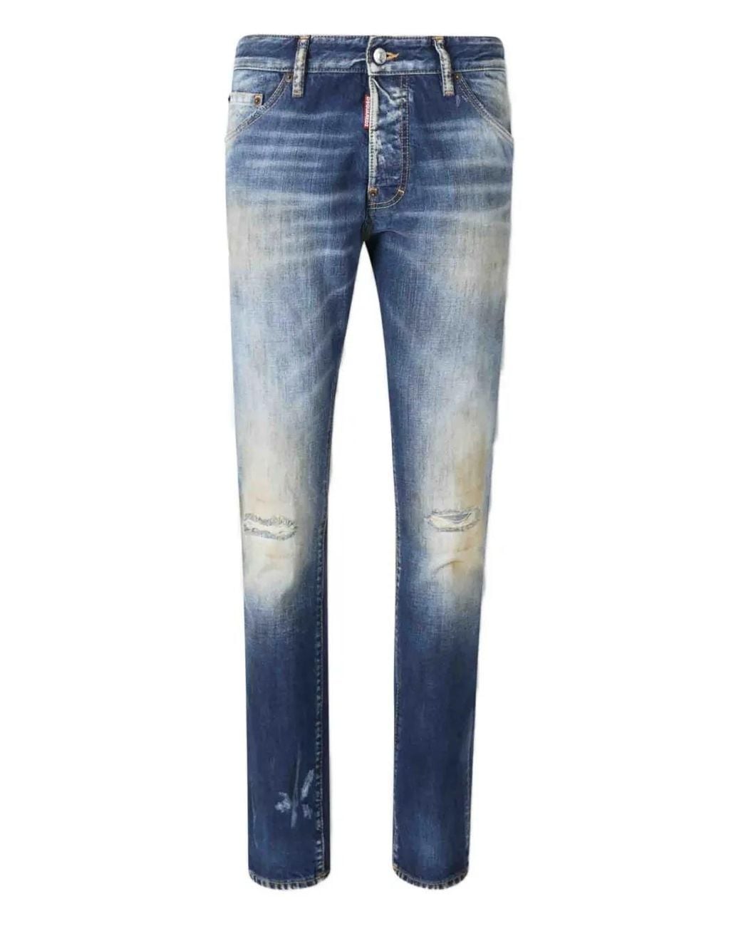 DSquared² Blue Faded Distressed Denim Jeans for men