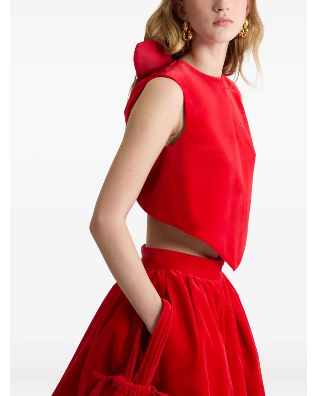 Patou Red Bow-Detail Sleeveless Top