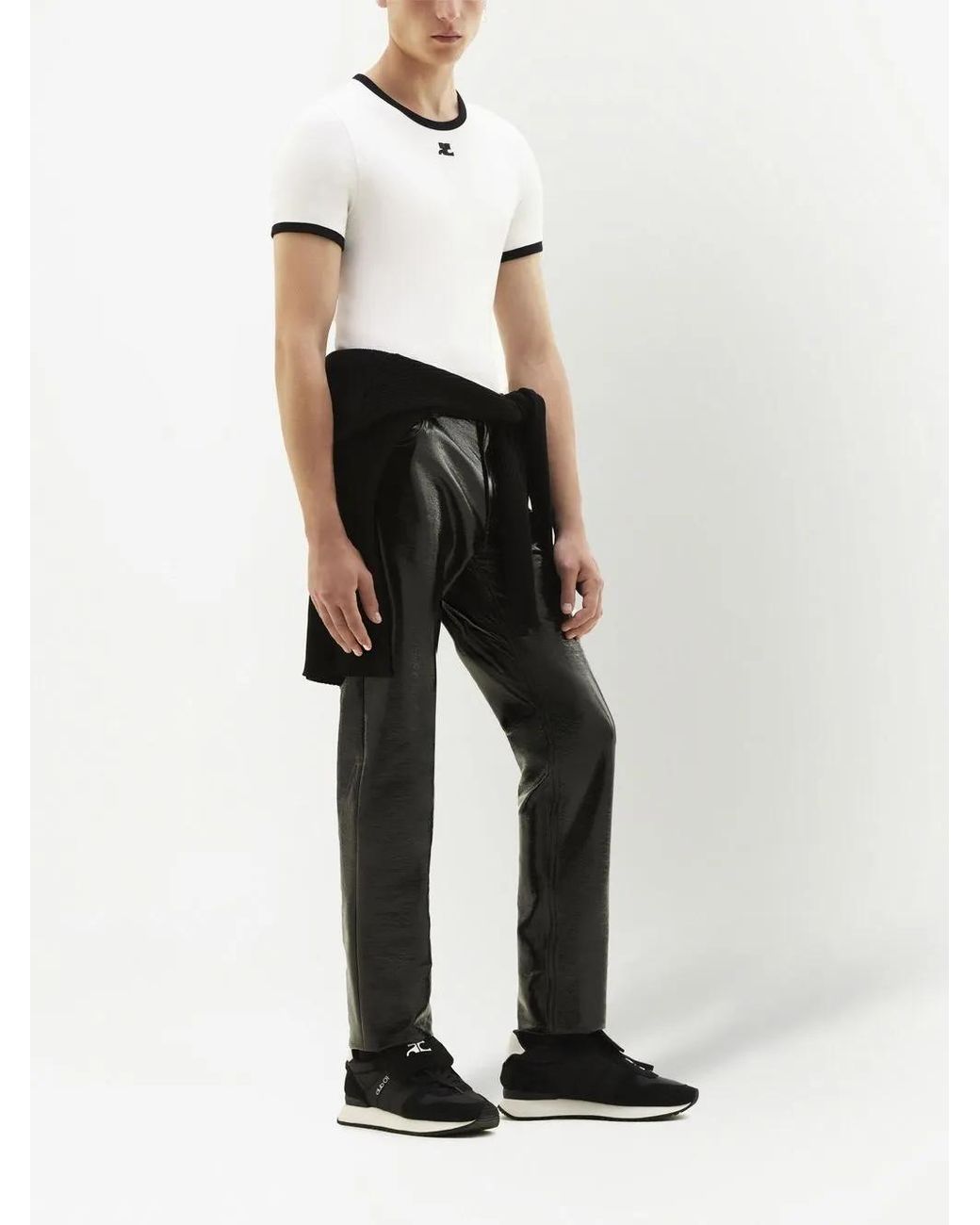 Courreges White Bumpy Contrast T-Shirt for men