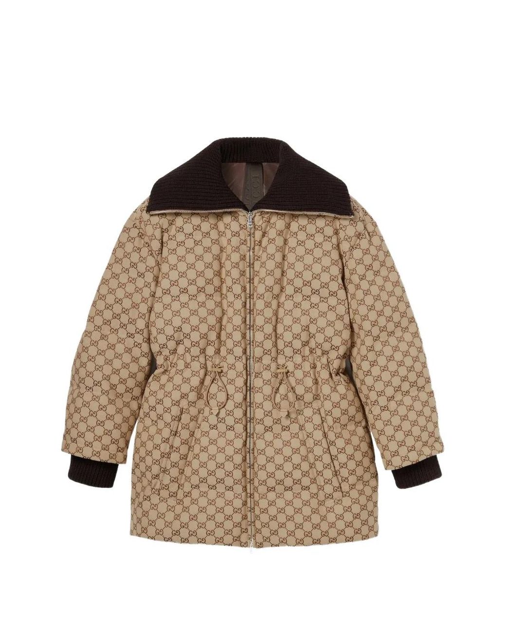 Gucci Brown Gg Canvas Puffer Jacket