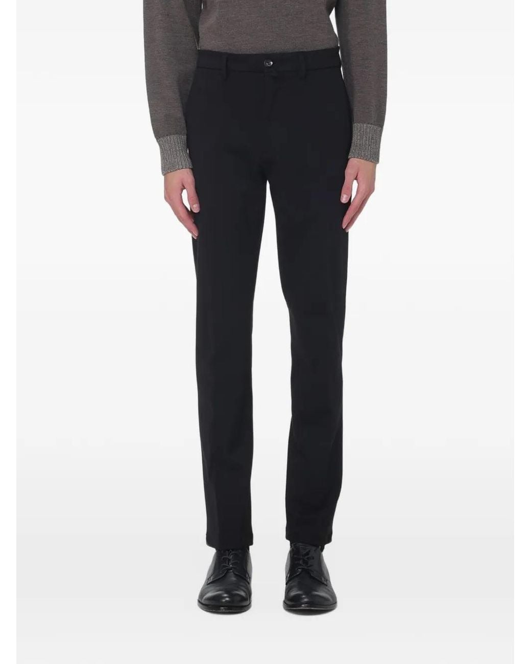 Siviglia Black Slim-Cut Tailored Trousers for men