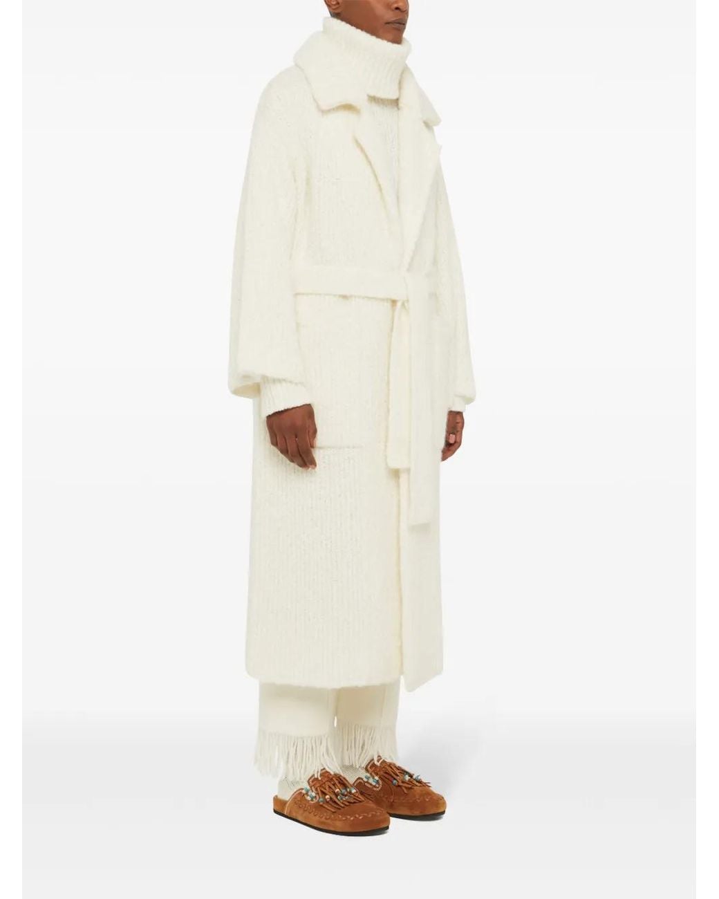 Alanui White Knitted Robe Coat