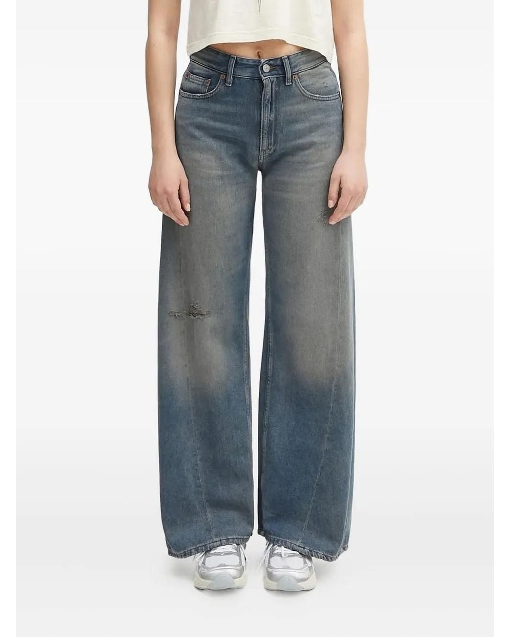 MM6 by Maison Margiela Blue Faded-Wash Wide-Leg Jeans
