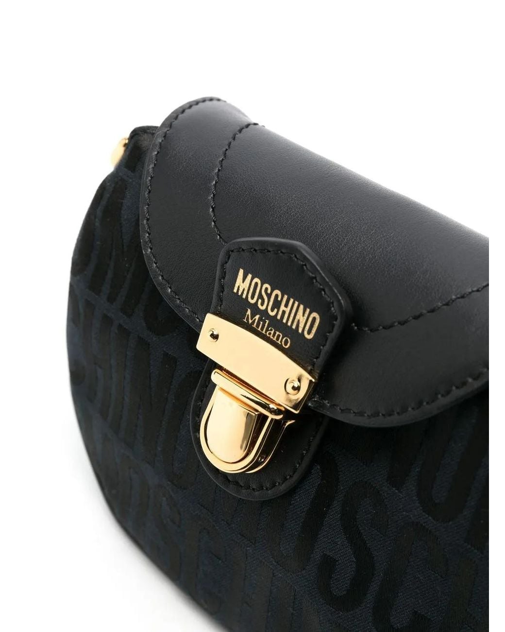 Moschino Black Logo Stamp Monogram Shoulder Bag