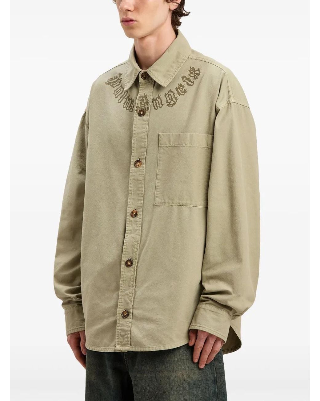 Palm Angels Green Printed Shirt for men