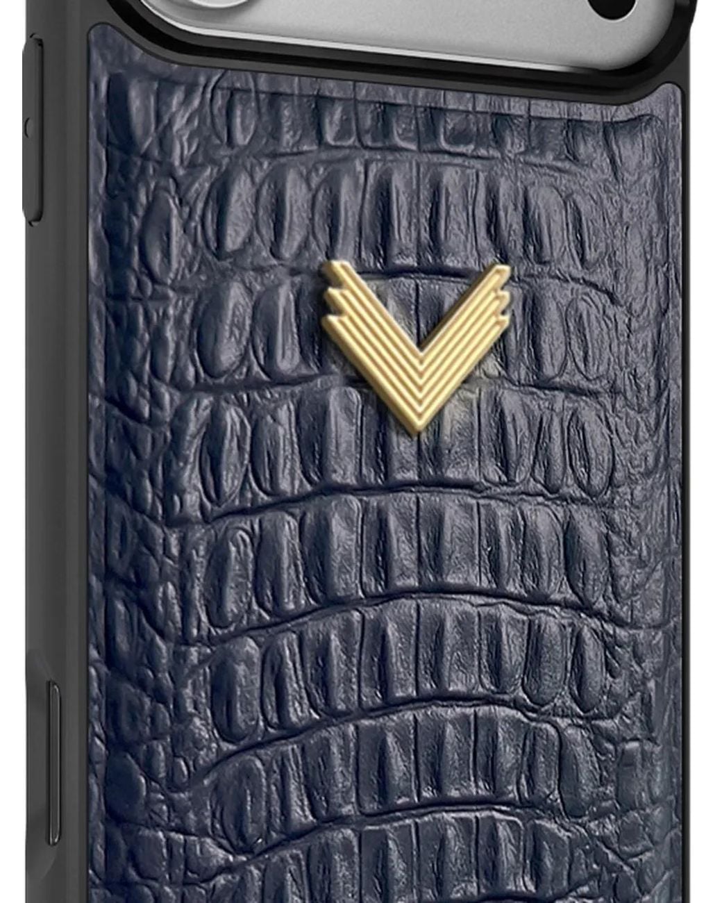 Velante Blue Alligator-Effect Leather Phone Case