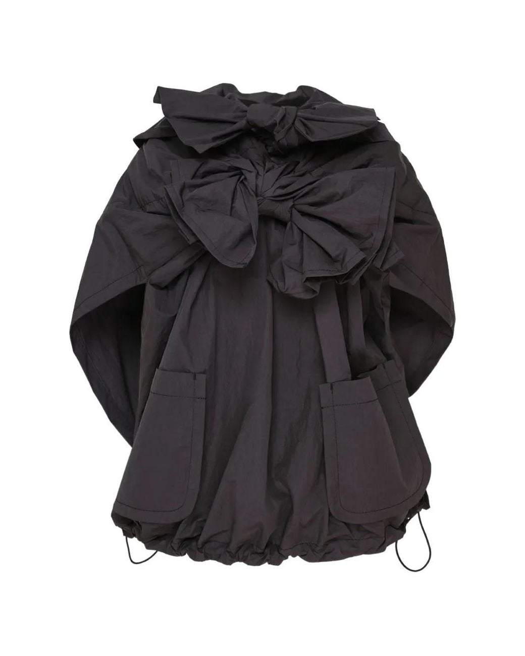 Comme des Garçons Black Bow-Embellished Drawstring-Hem Top
