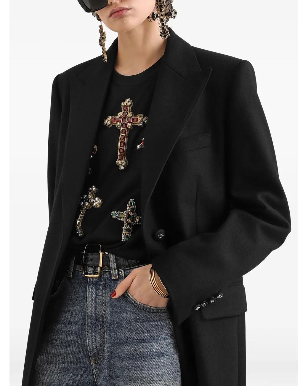 Dolce & Gabbana Black Wool Coat
