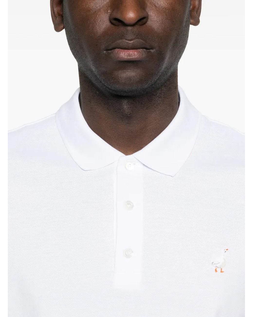 Moschino White Animal Appliqué Polo Shirt for men