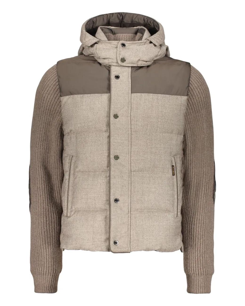 Moorer Brown Hooded-Neck Padded Jacket for men