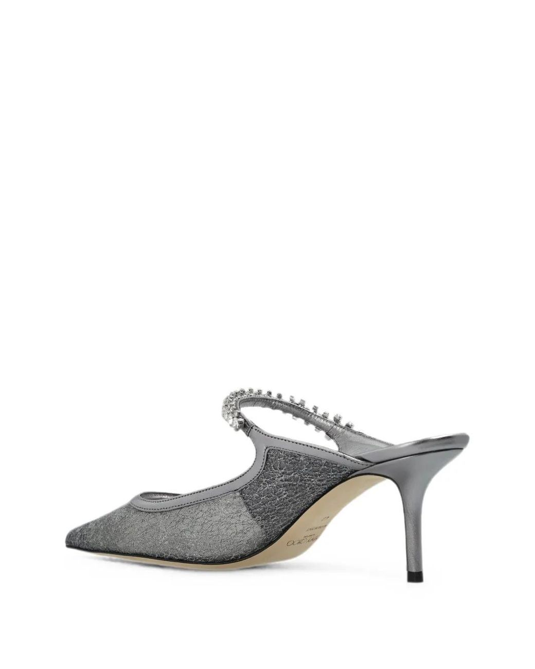 Jimmy Choo White Bing Crystal-Embellished Mesh Mules