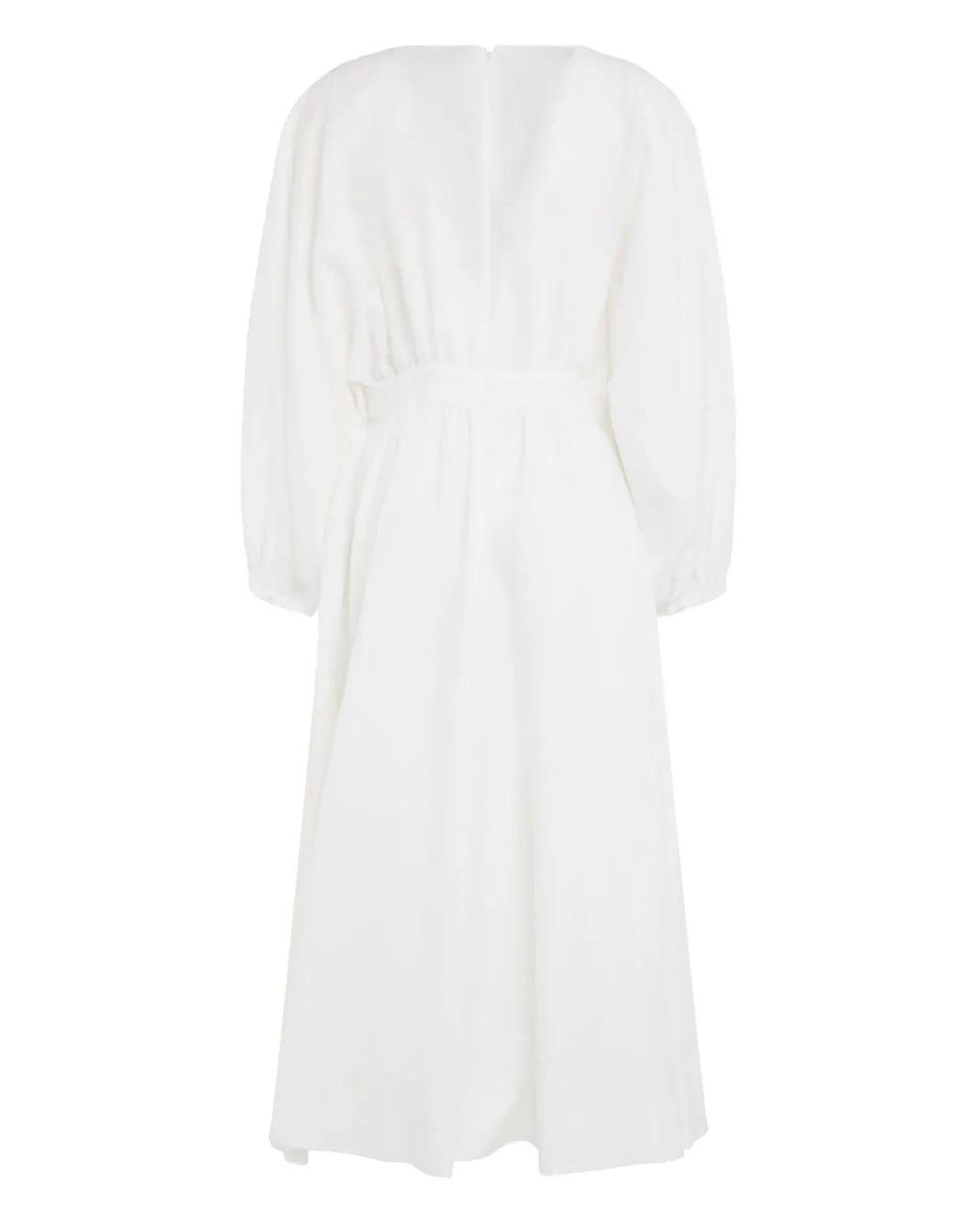 Gabriela Hearst White Ahmose Linen Midi Dress