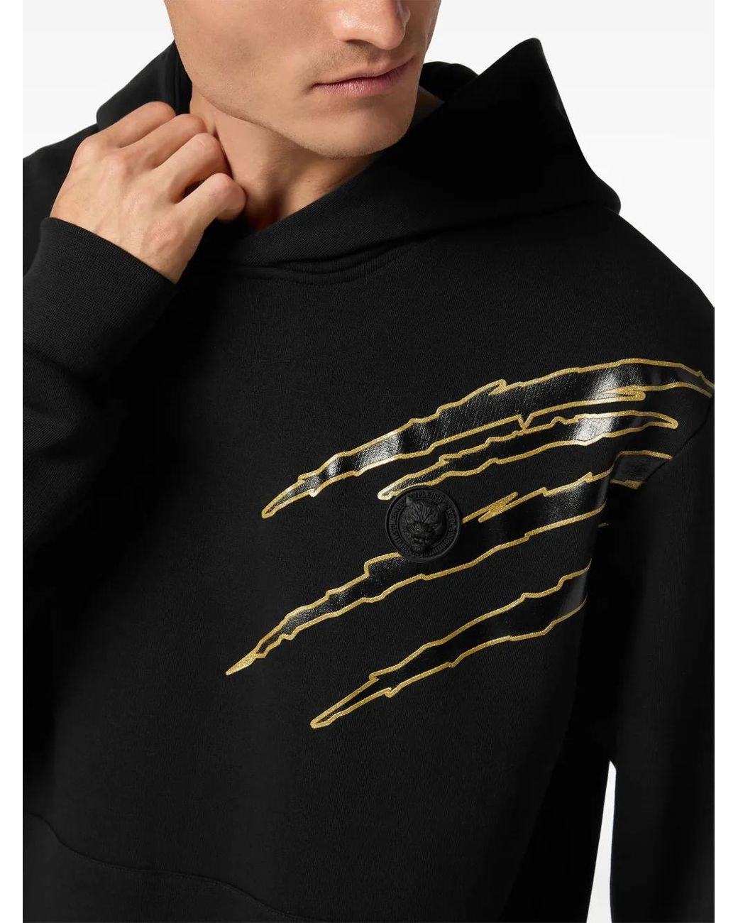 Philipp Plein Black Graphic-Print Hoodie for men