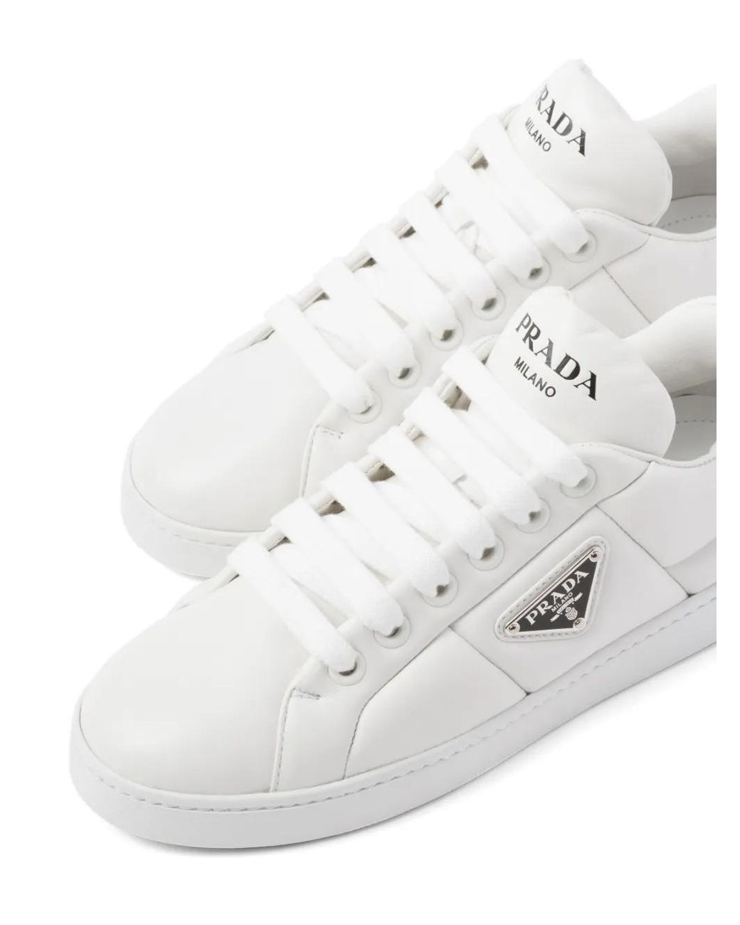 Prada White Triangle-Logo Padded Sneakers