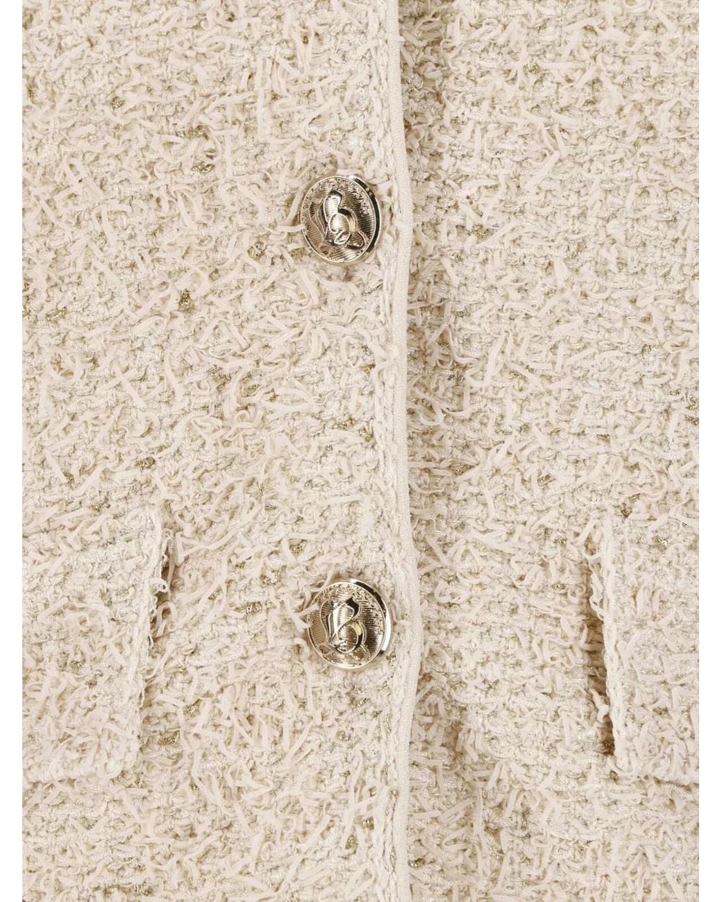 Balmain Natural Button-Up Tweed Jacket