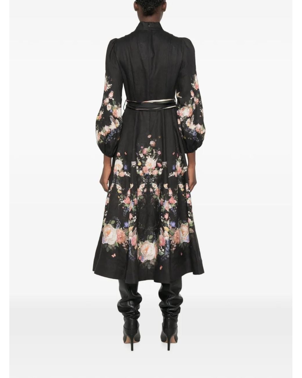 Zimmermann Black Valiant Button Midi Dress