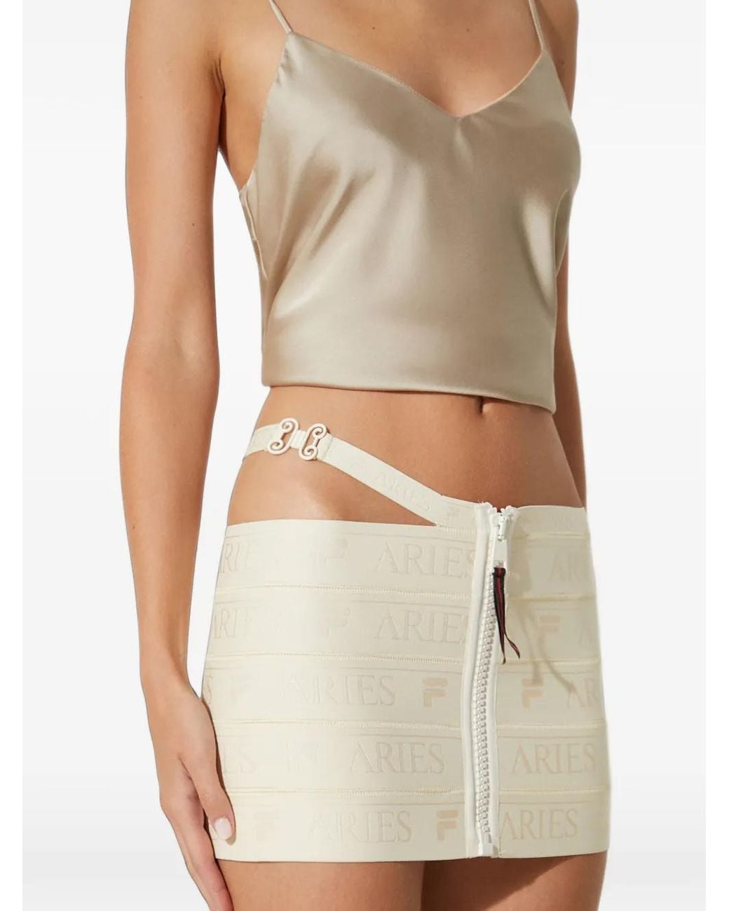 Fila Natural X Aries Side-Buckle Mini Skirt