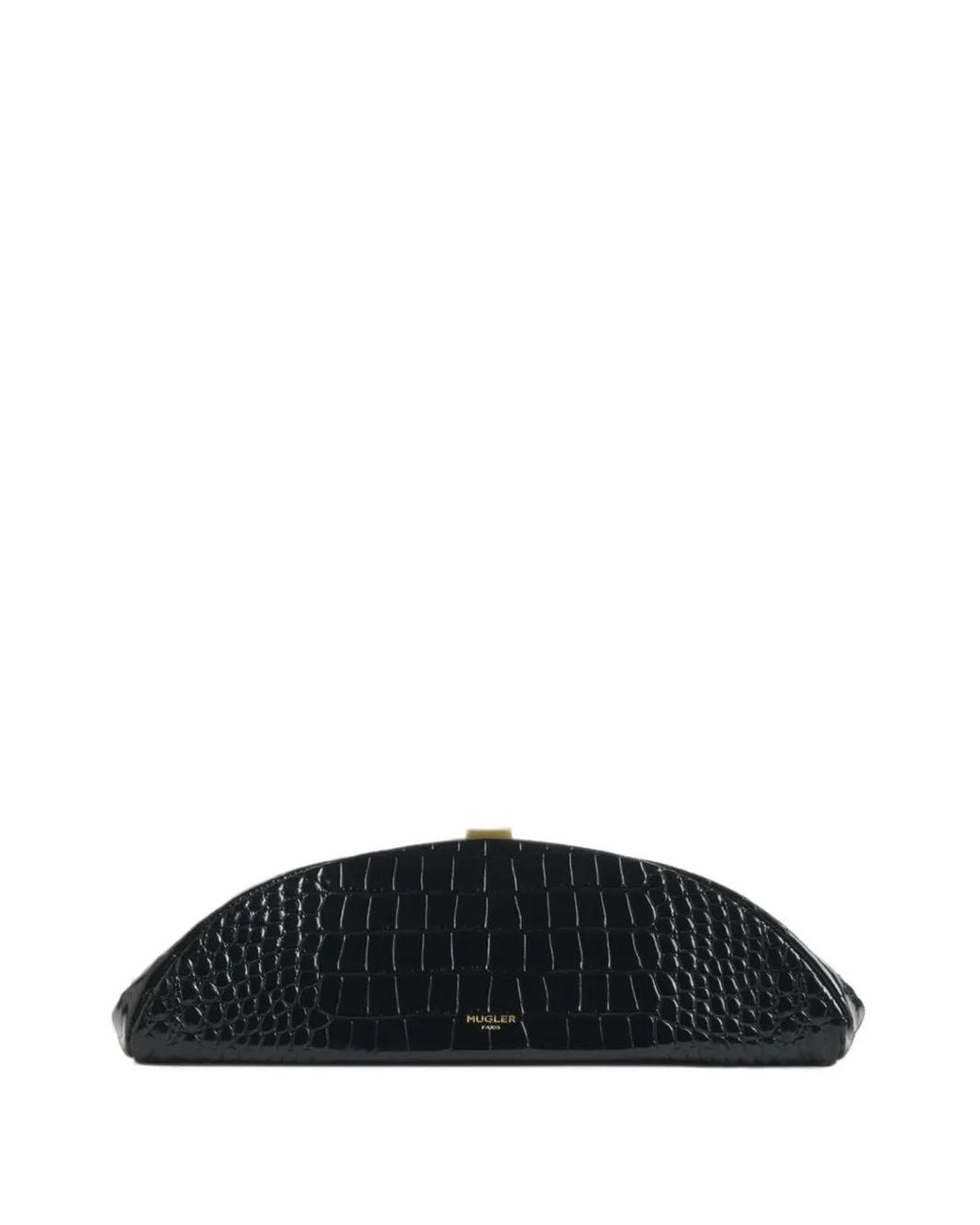 Mugler Black Croco Lua Clutch