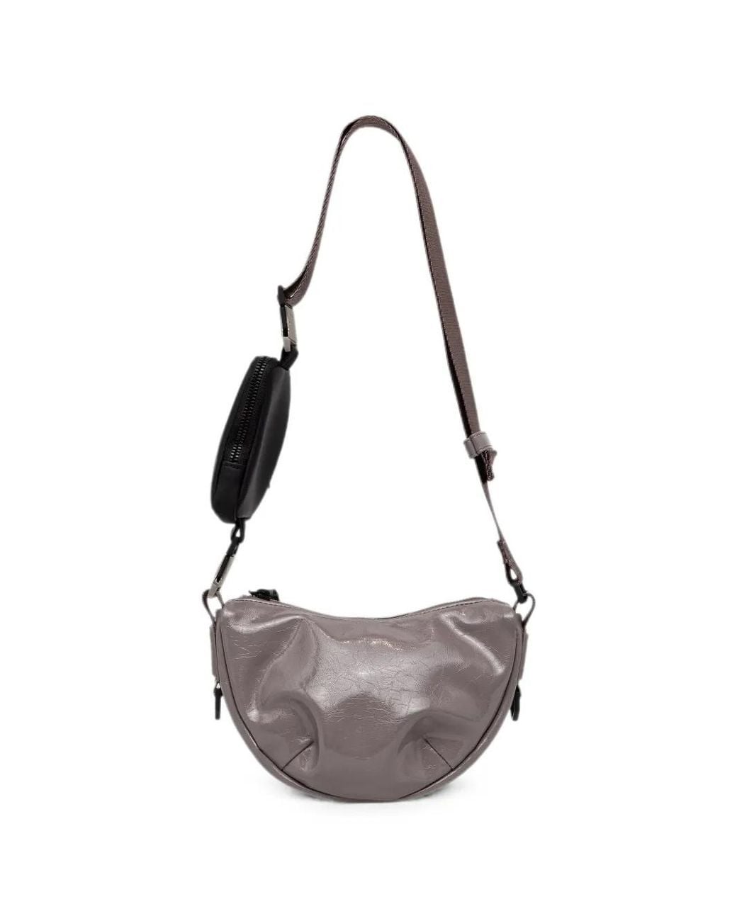 Rains White Mini Valera Crinkled-Finish Pouch-Detail Shoulder Bag