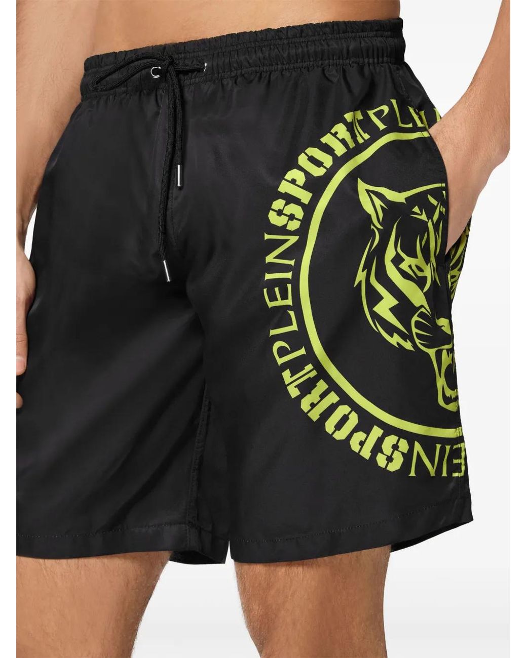 Philipp Plein Black Carbon Tiger Swim Shorts for men