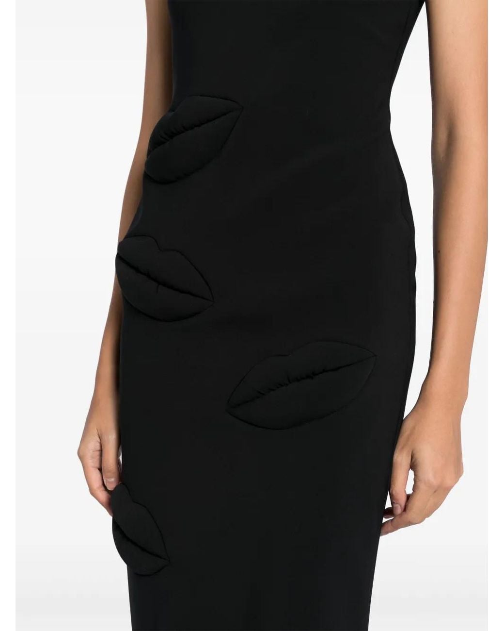 A.W.A.K.E. MODE Black Lip Appliqué Maxi Dress