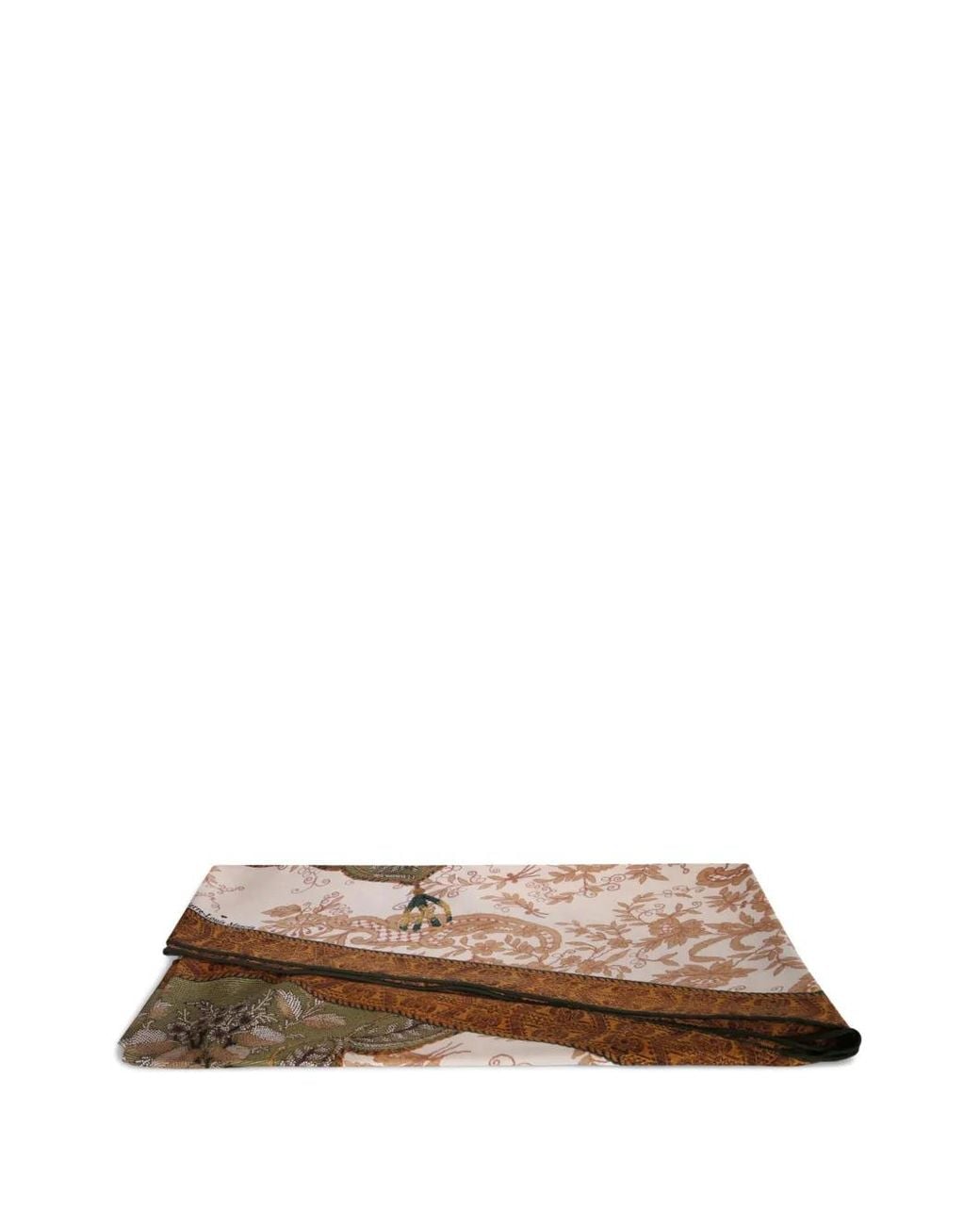 Pierre Louis Mascia Brown Mixed-Print Piped-Trim Scarf