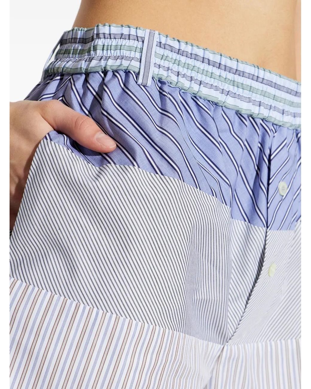 Moschino Blue Patchwork Striped Shorts