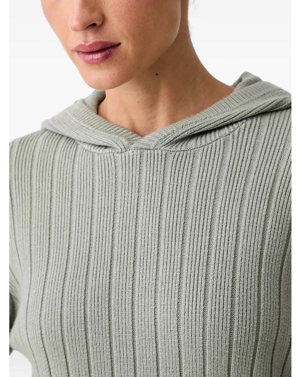 Chantelle Gray Ribbed-Knit Hoodie