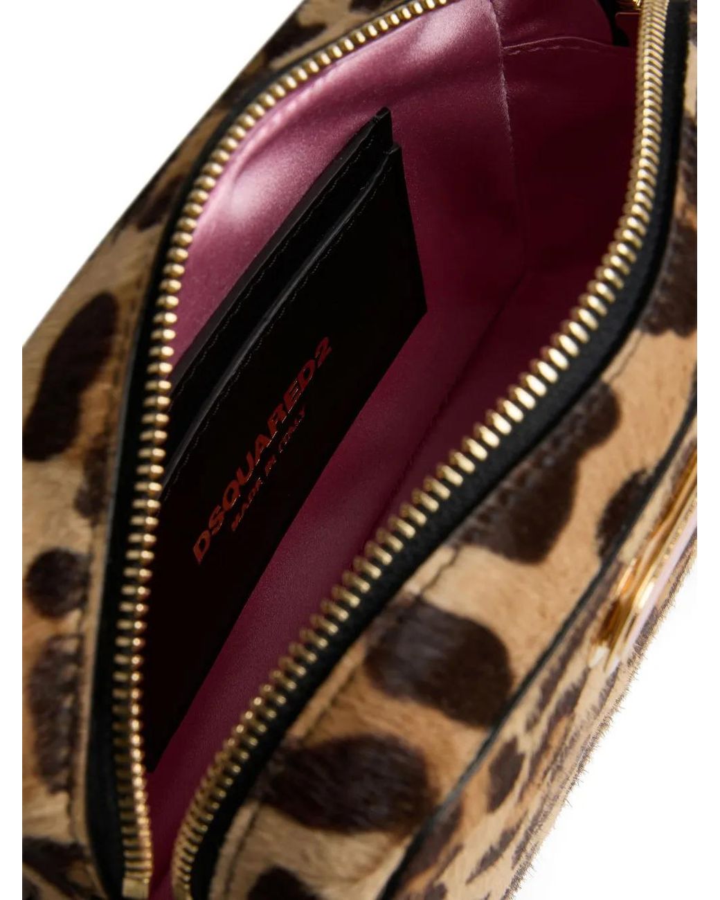 DSquared² Brown Logo-Plaque Leopard-Print Cross Body Bag