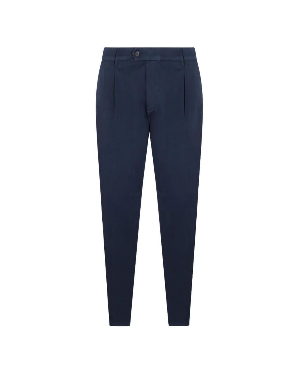 Eleventy Blue Button Pleated Trousers for men