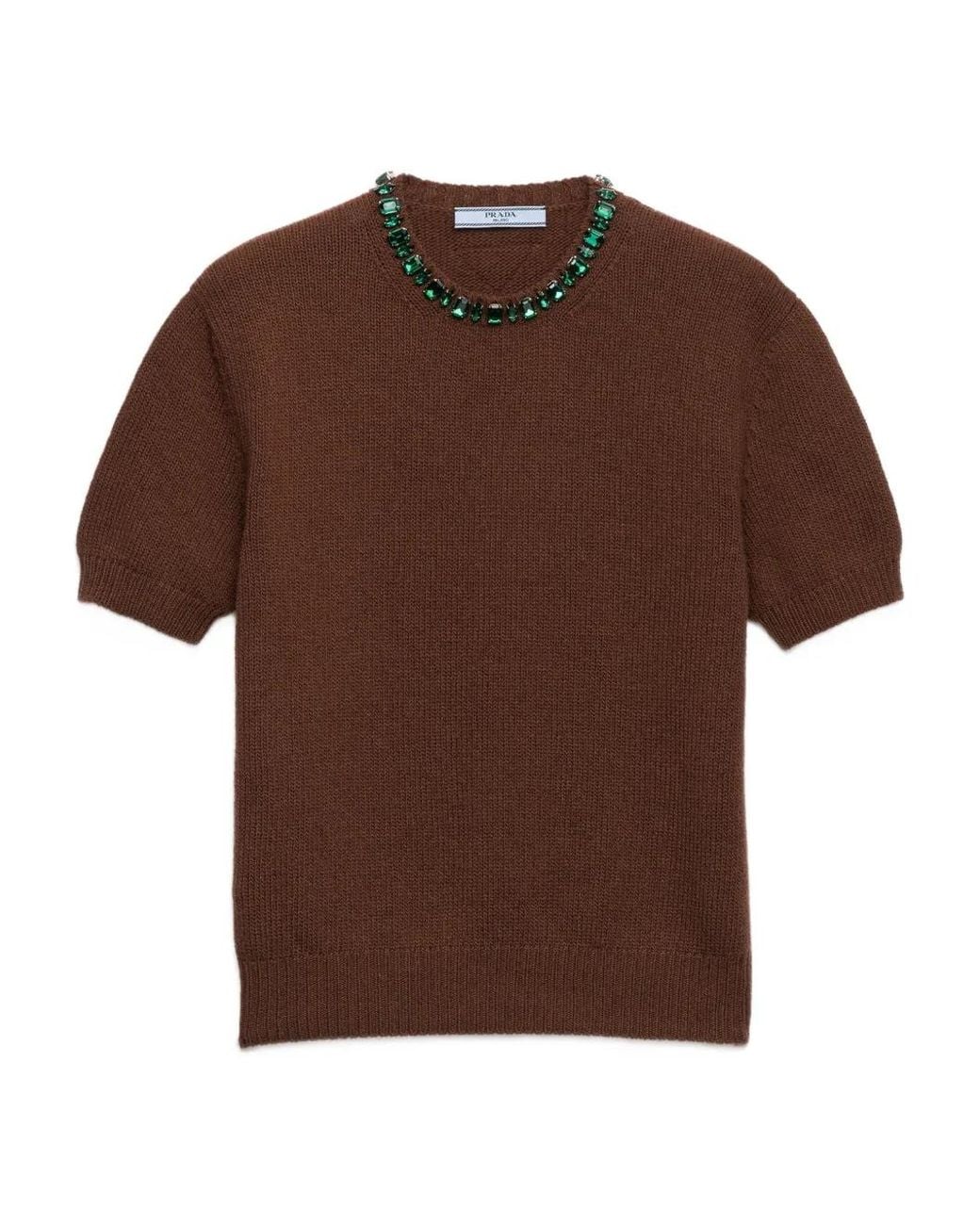 Prada Brown Wool And Cashmere Crew-Neck Sweater
