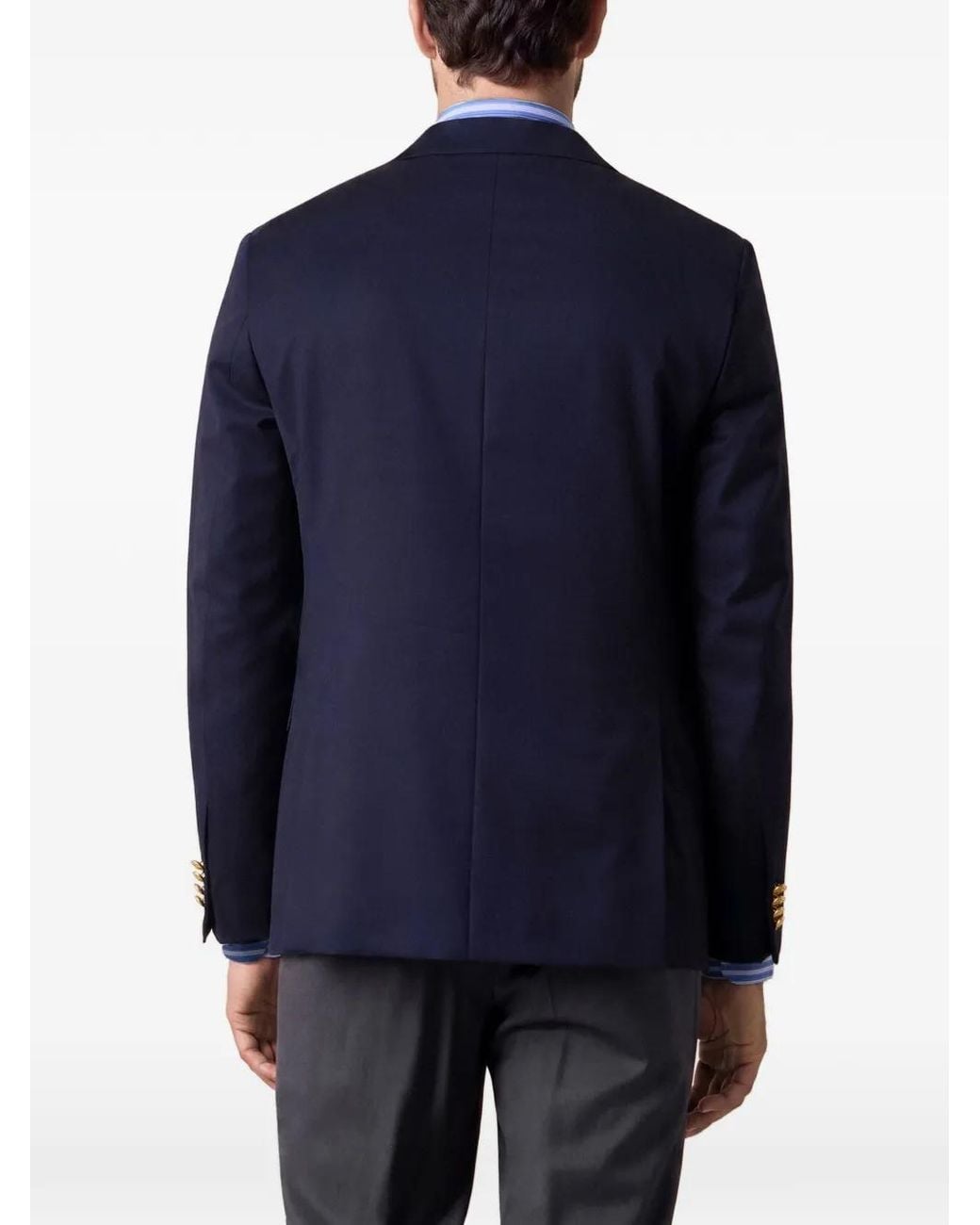 Brooks Brothers Blue Double-Breasted Virgin Wool Blazer for men