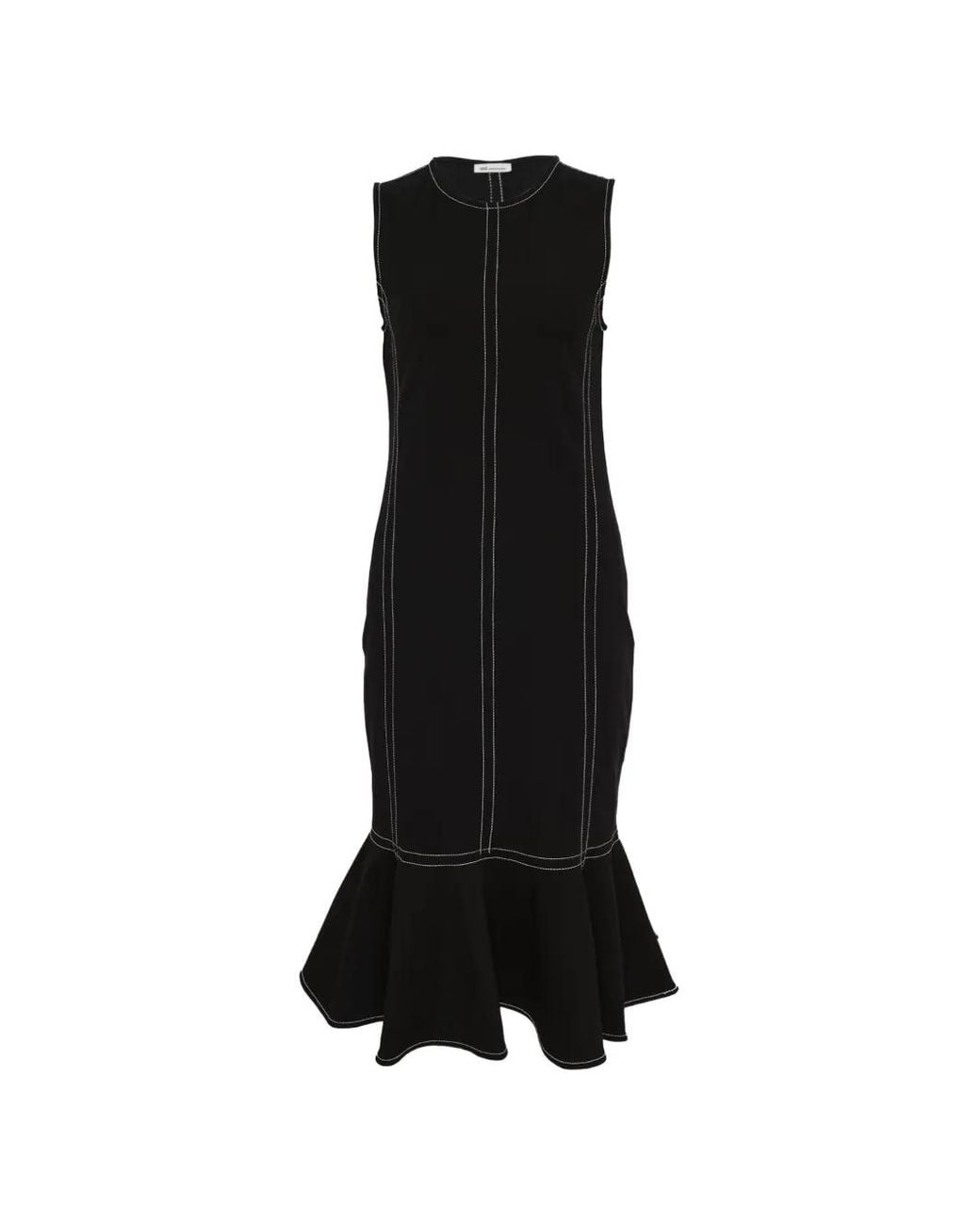 AMI Black Peplum Midi Dress