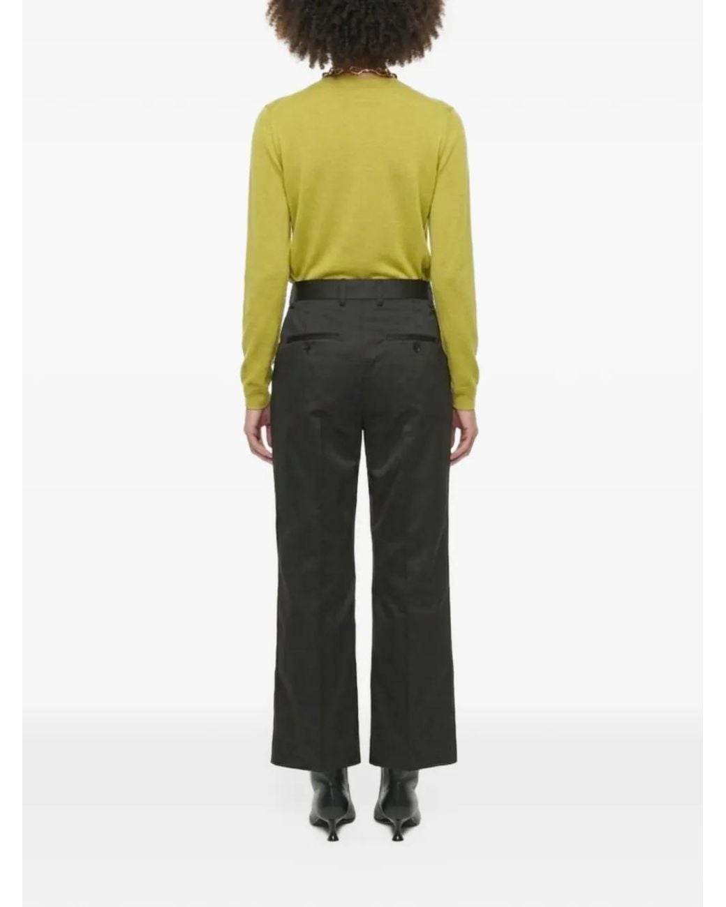 Plan C Black Duchesse Straight-Leg Tailored Trousers