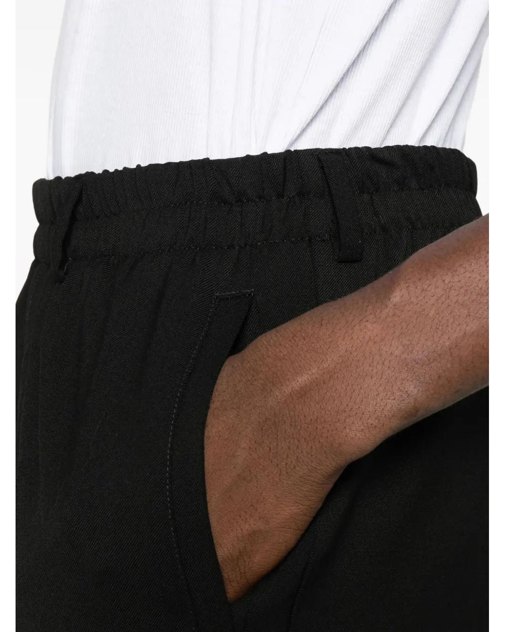 MEDEA Black Side Seam Pockets Wool Trousers for men