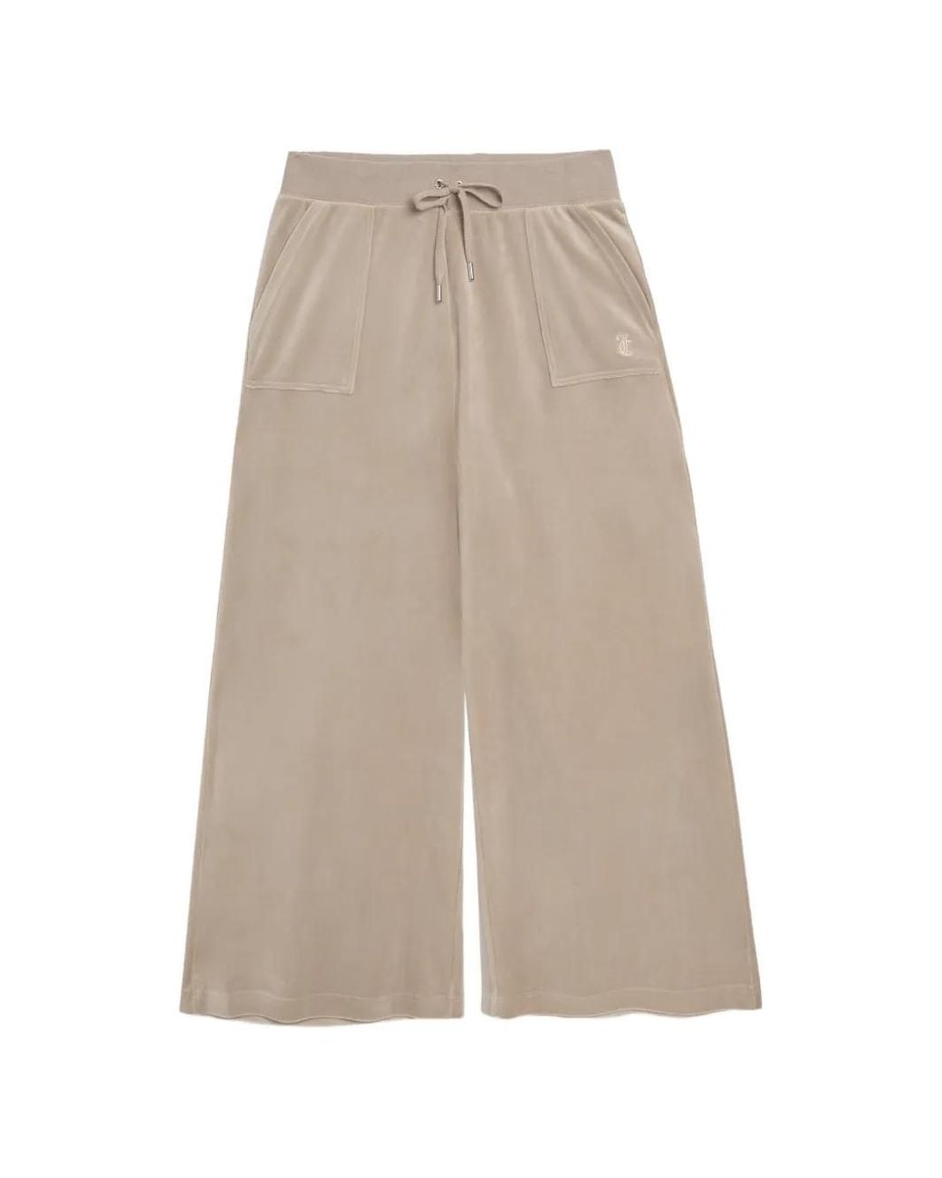 Juicy Couture White Velour Wide-Leg Track Pants