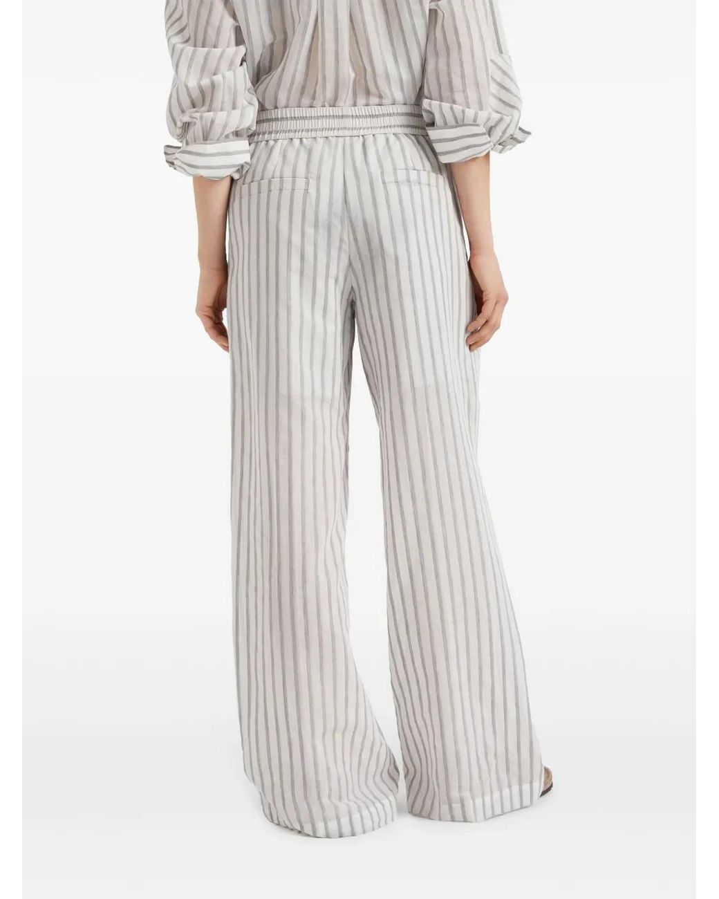 Pantalones A Rayas Brunello Cucinelli de color White