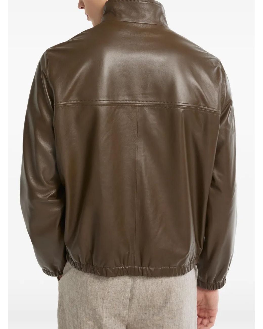 Yves Salomon Brown Leather Jacket for men