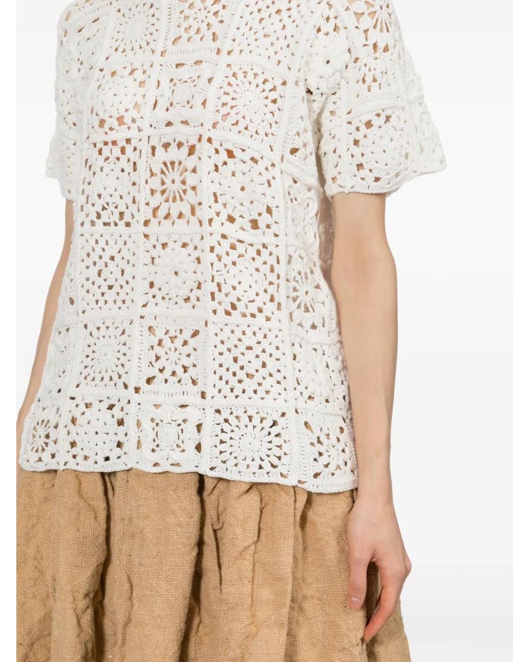 Comme des Garçons White Crochet-Knit Top