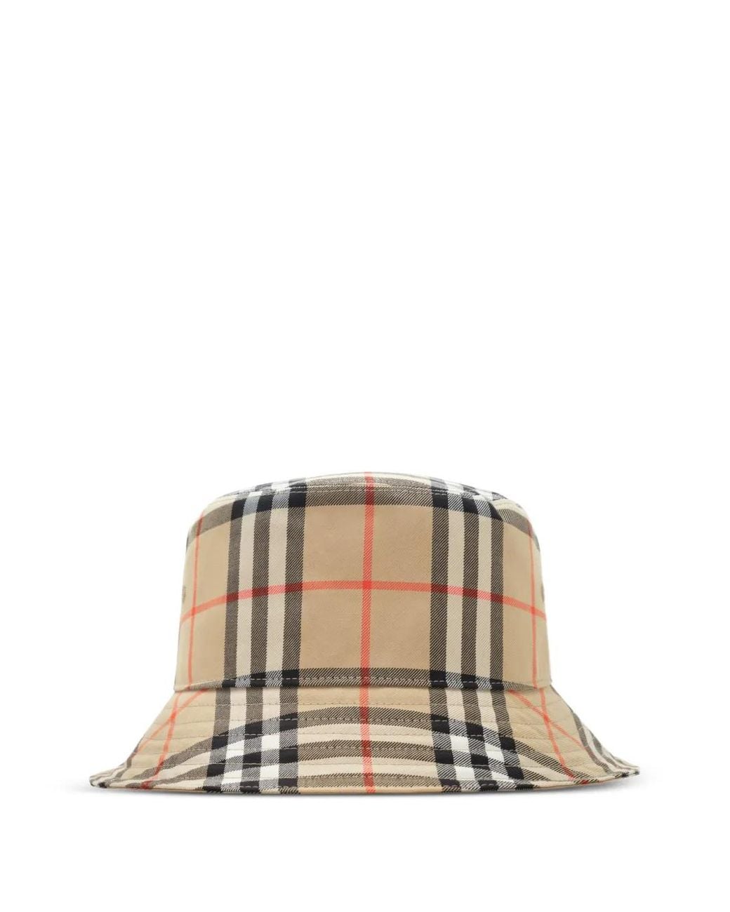 Burberry Natural Bucket Hat With Checkered Pattern