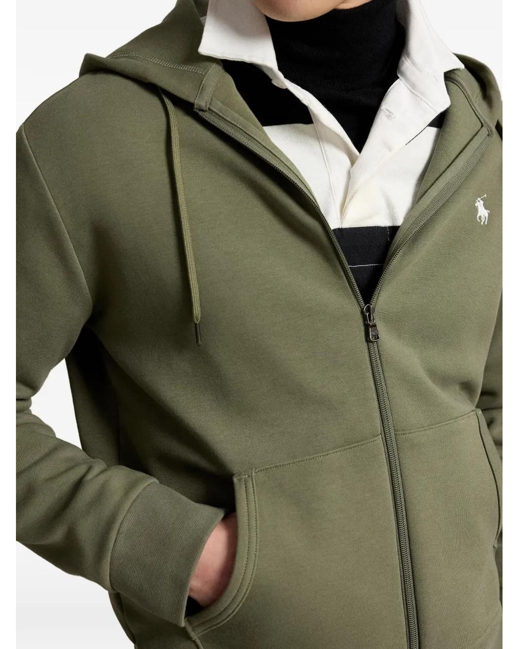 Polo Ralph Lauren Green Hoodie À Motif Polo Pony Brodé for men